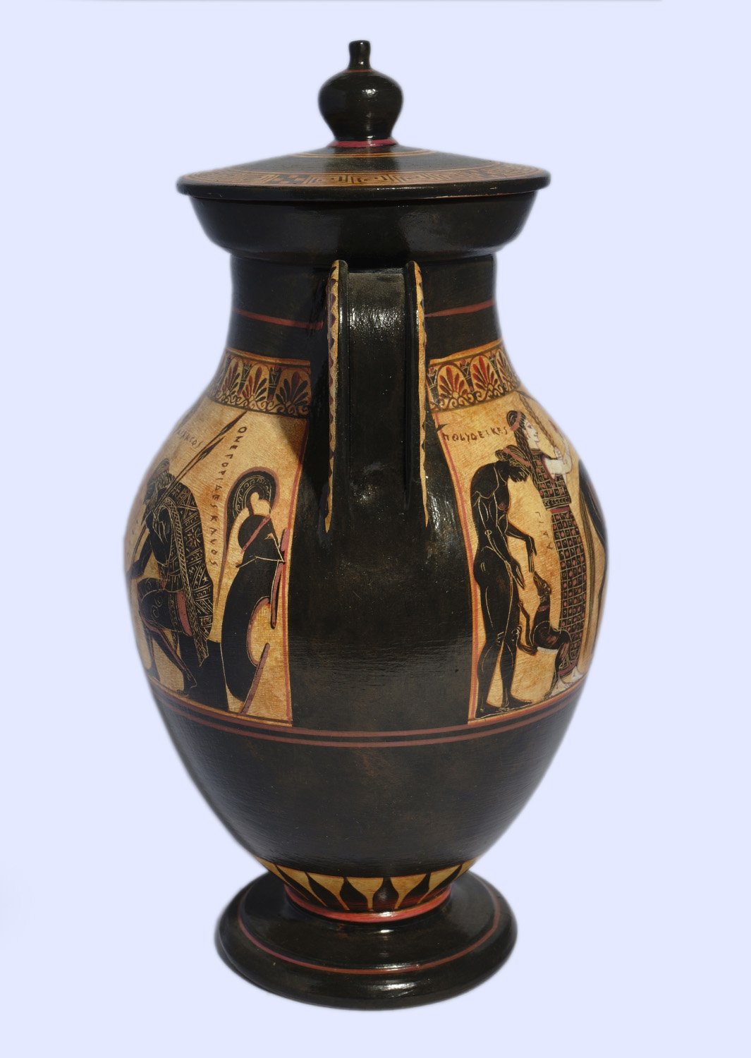 Archaic black-figure amphora with Achilles and Ajax playing a board game